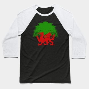 Red Welsh Dragon Tree Baseball T-Shirt